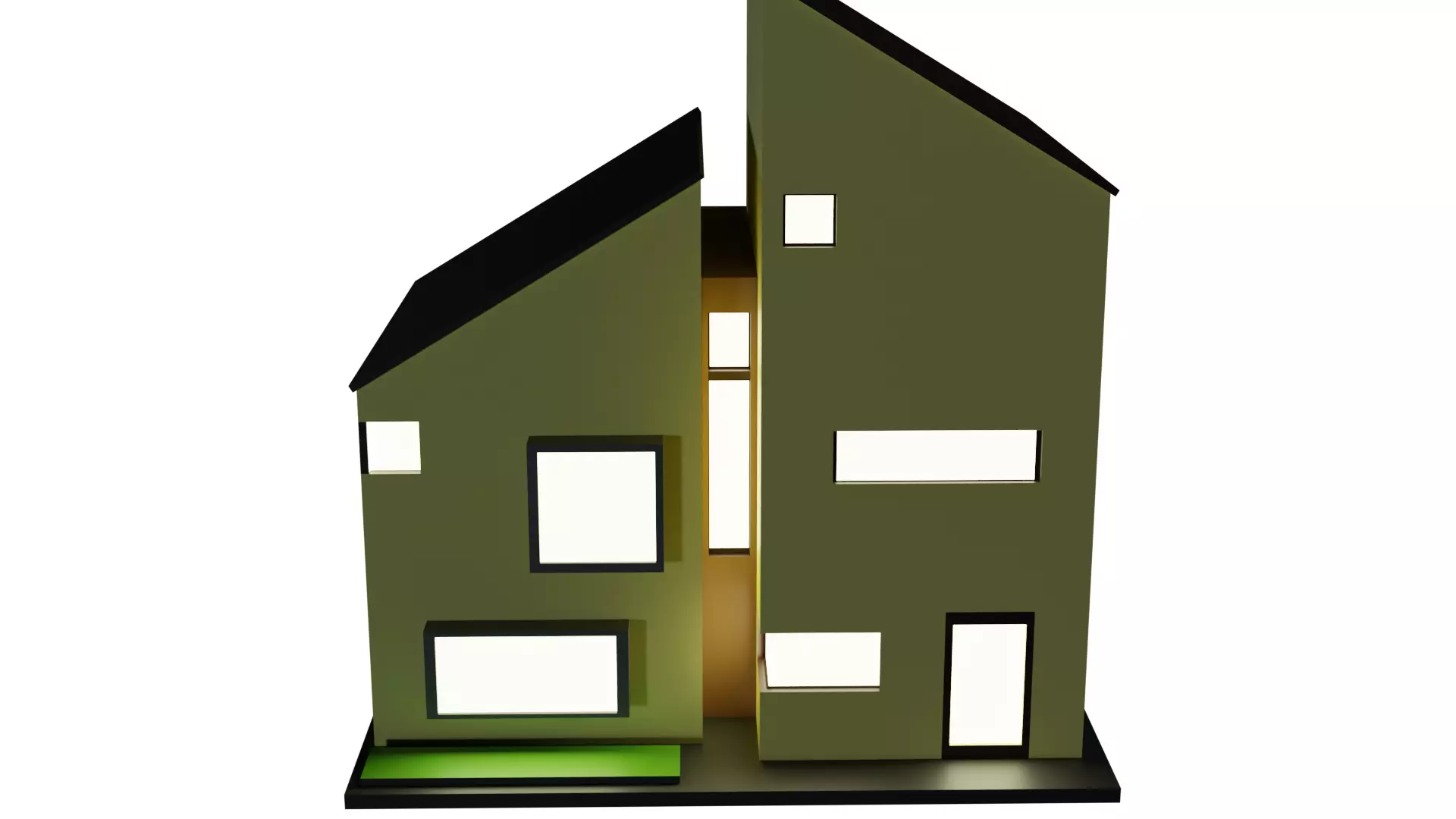 Low Poly Modern House Low-poly 3D model_5