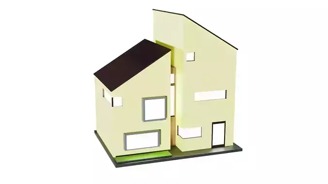 Low Poly Modern House Low-poly 3D model