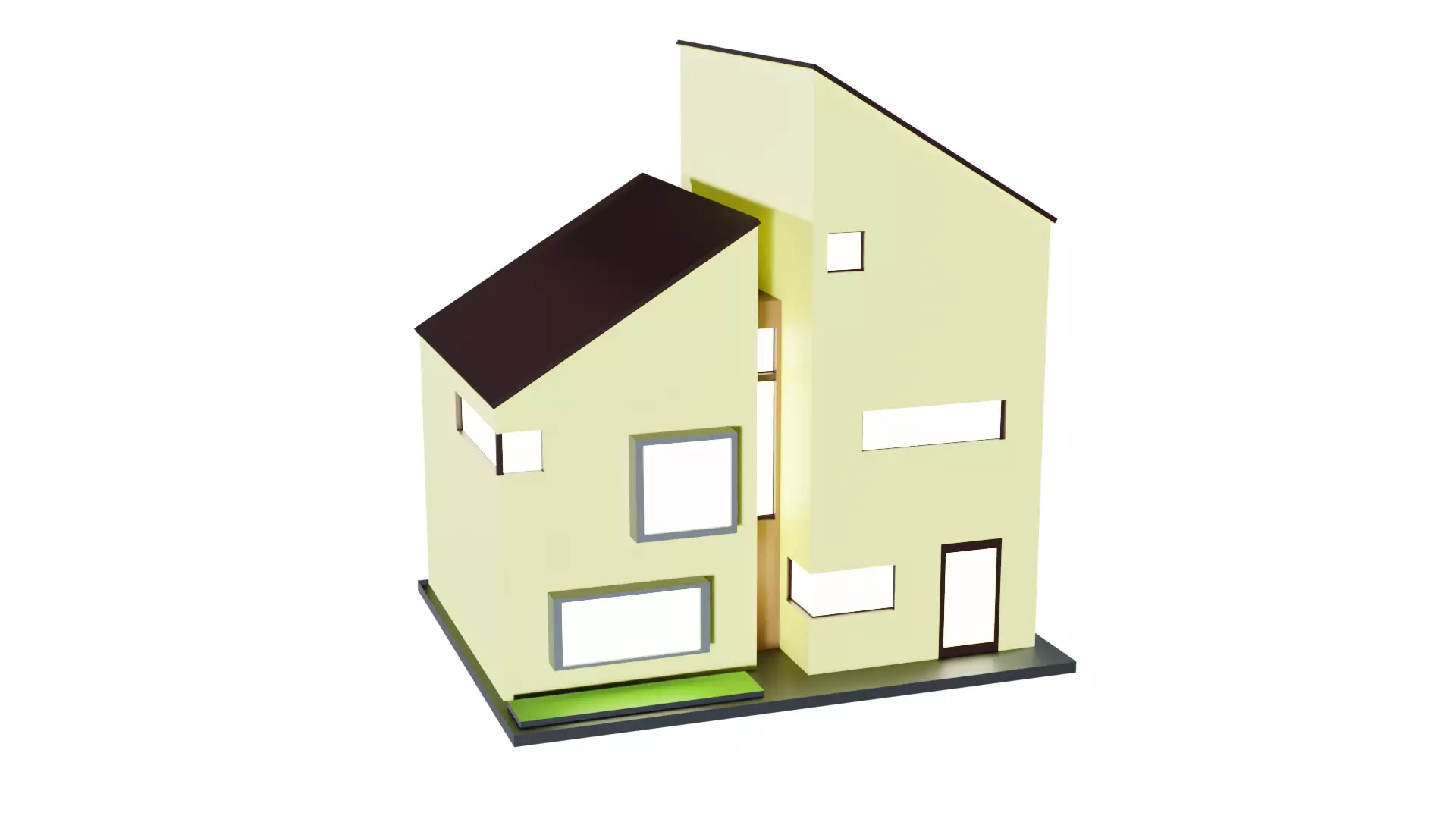 Low Poly Modern House Low-poly 3D model_0
