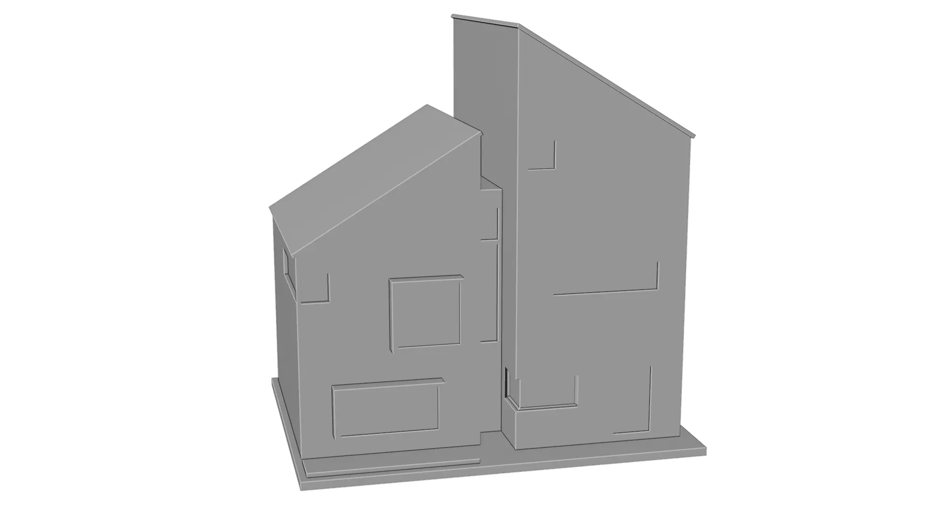 Low Poly Modern House Low-poly 3D model_6