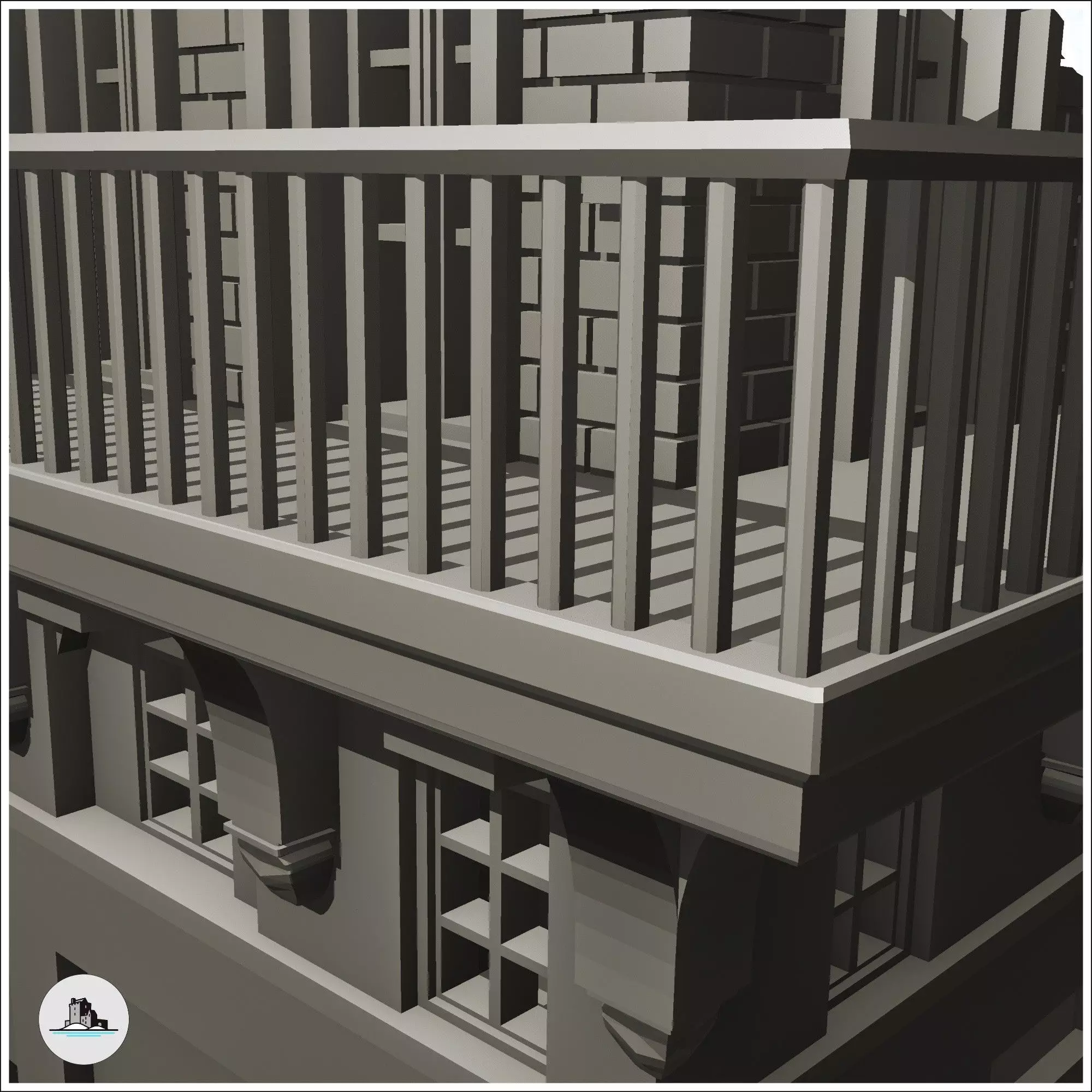 Urban block building with portal ruined version 19 - Modern WW2 3D print model_7