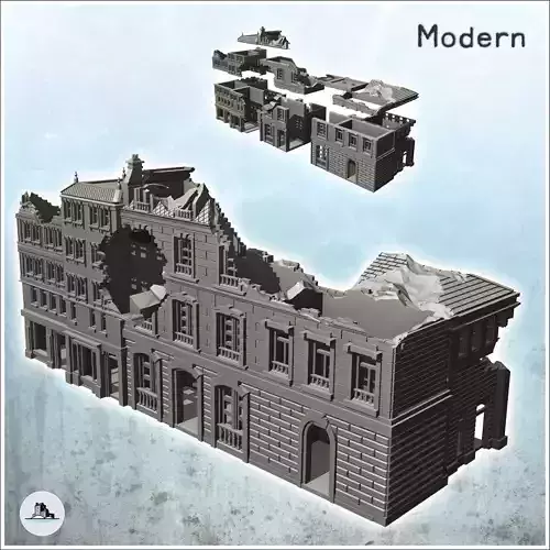 Group of European multi-storey buildings ruined version 21 - Mod