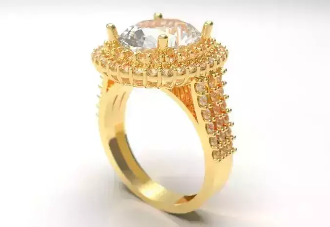 Elegant Gold Ring with oval Central Gemstone 