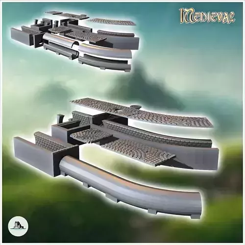 Sewer pipe set with outdoor pavement 1 - Medieval Gothic Feudal 