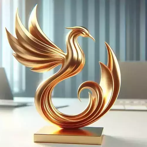 Luxury Golden Phoenix 3D Flowing Wings Sculptural Design Low-poly 3D model