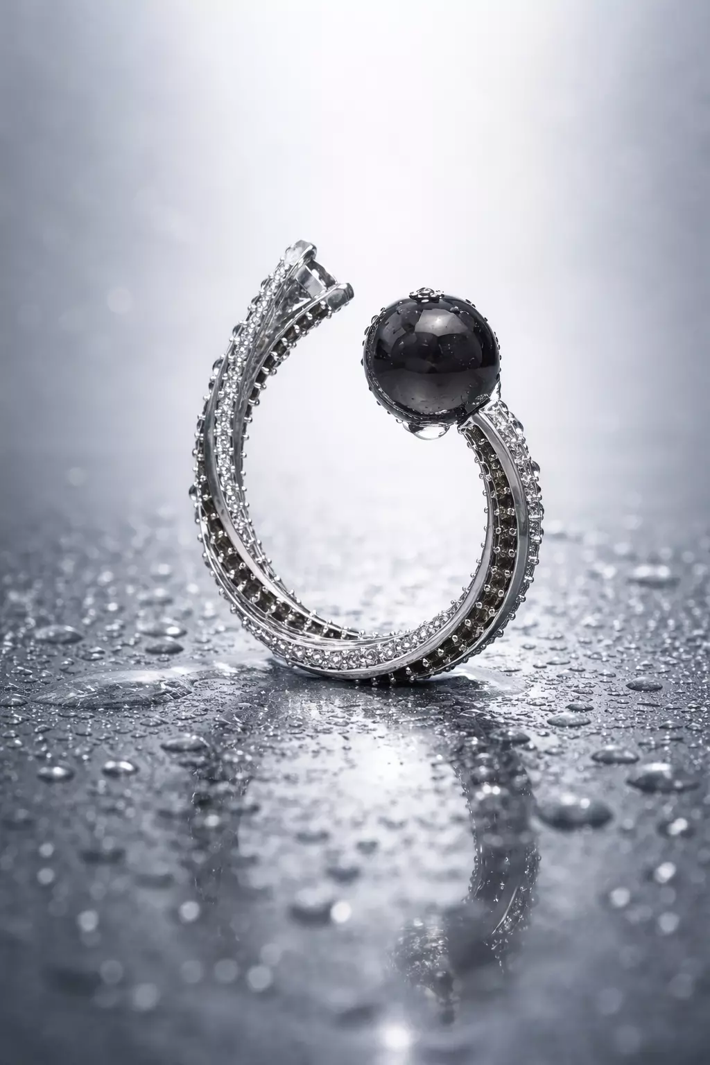 Modern Curved Ring with Gemstone Free 3D print model