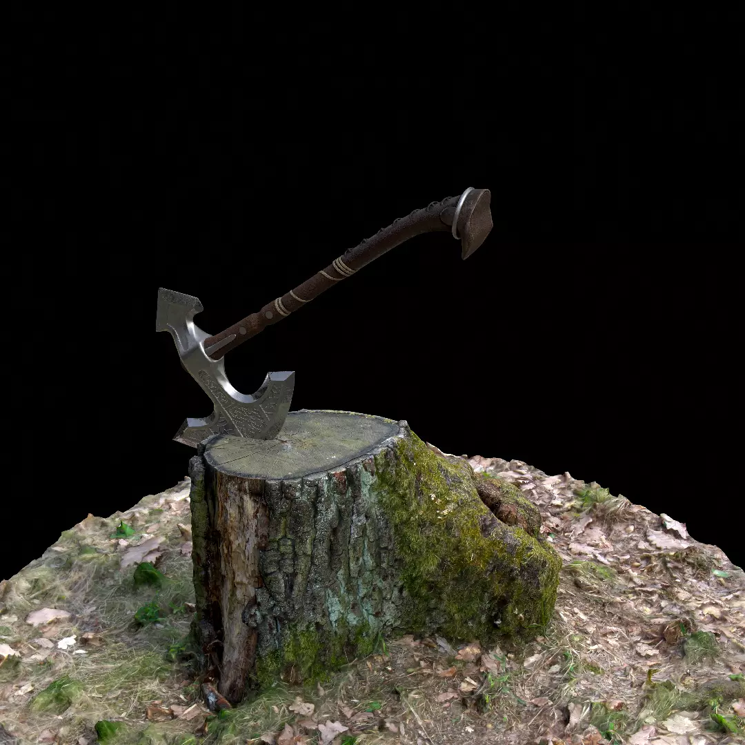 Medieval Axe 3D model_3