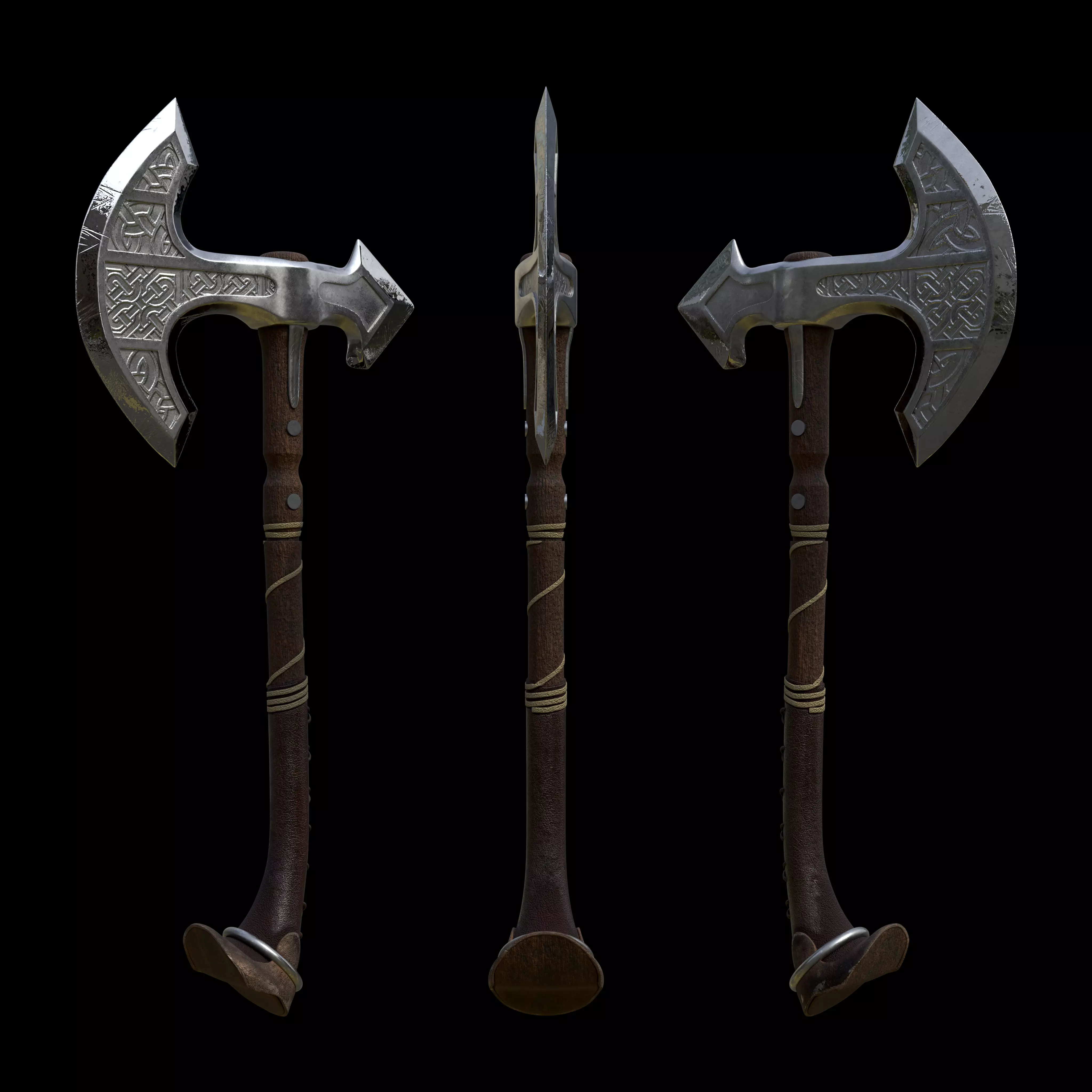 Medieval Axe 3D model_4