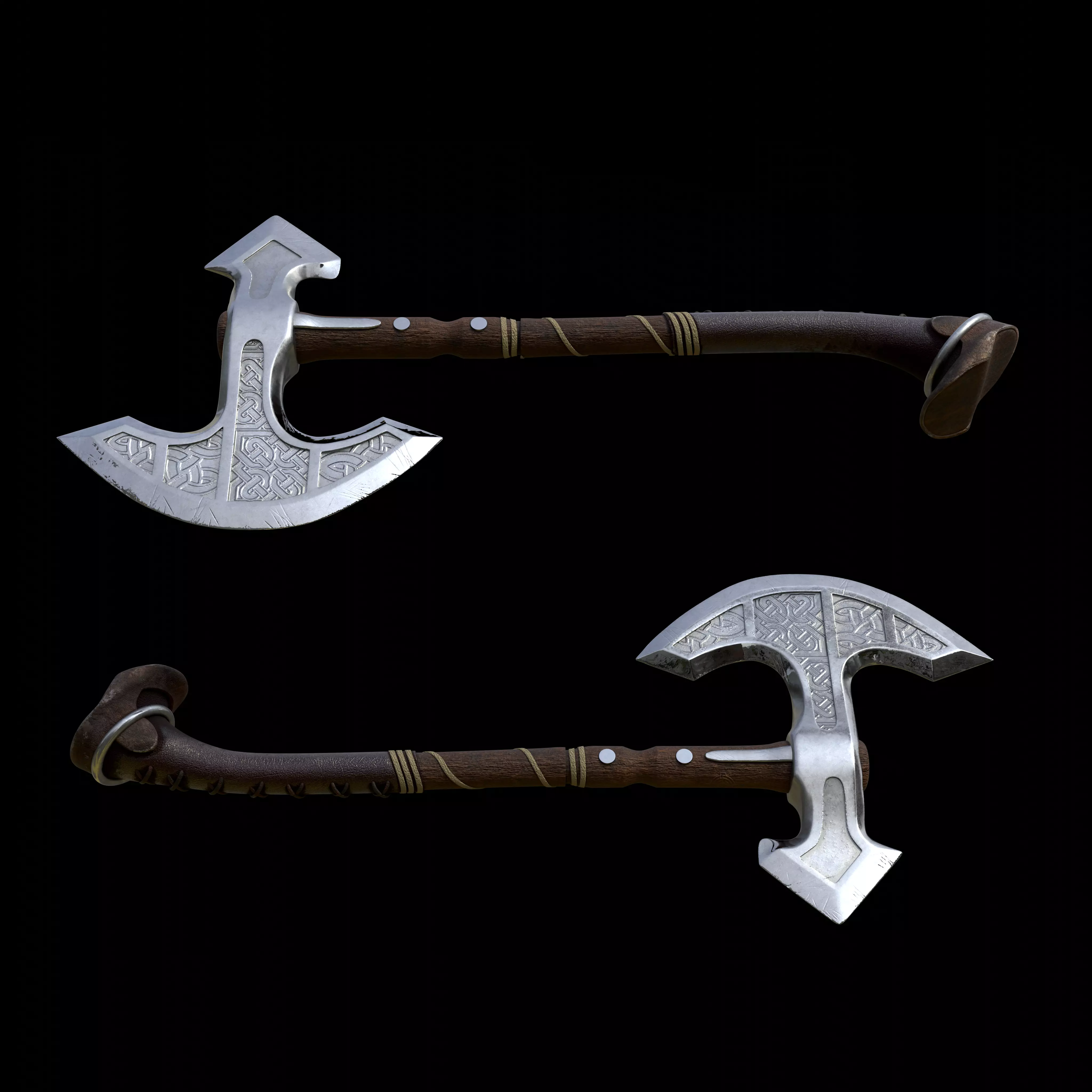 Medieval Axe 3D model_2