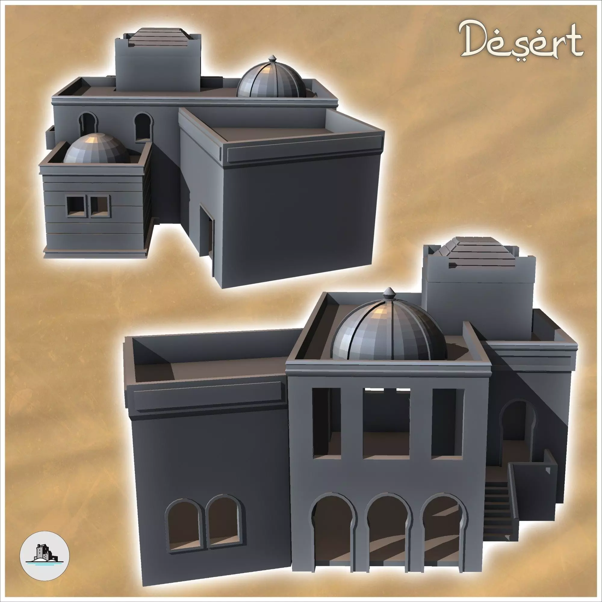 Desert house with roof domes and multiple terraces 11 - Medieval 3D print model_3