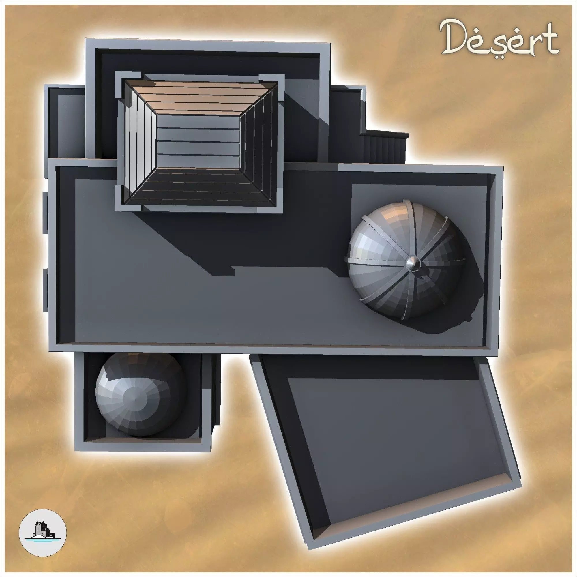 Desert house with roof domes and multiple terraces 11 - Medieval 3D print model_4