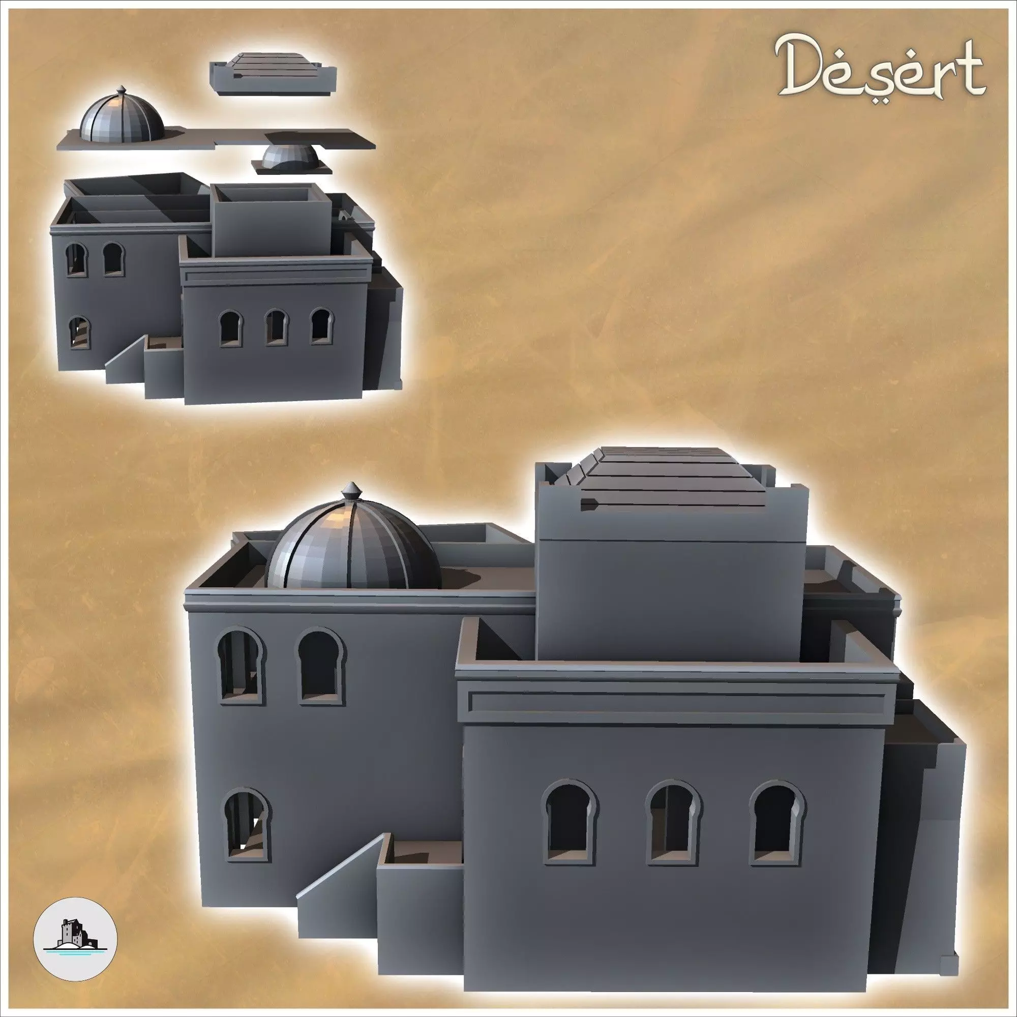 Desert house with roof domes and multiple terraces 11 - Medieval 3D print model_2