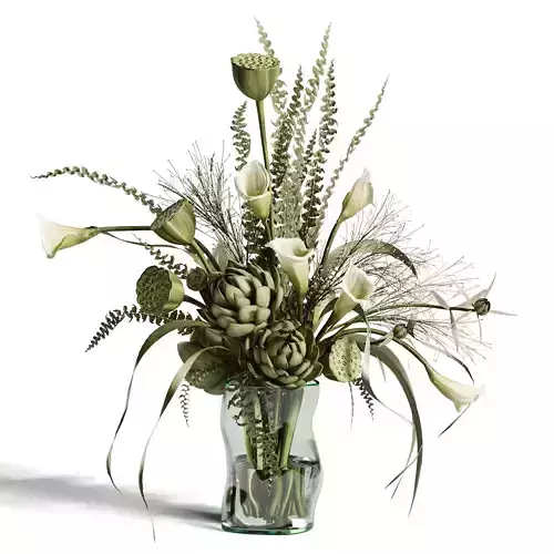 Artichoke with green trumpet flowers Arrangement