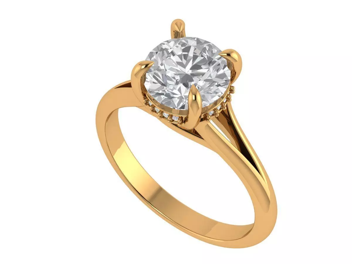 Round Engagement Ring 3D print model_2