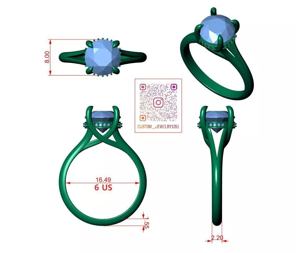 Round Engagement Ring 3D print model_6