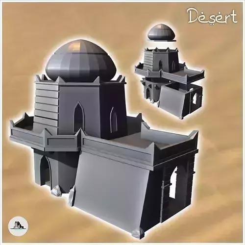 Desert oriental building with large terrace and roof dome 15 - M