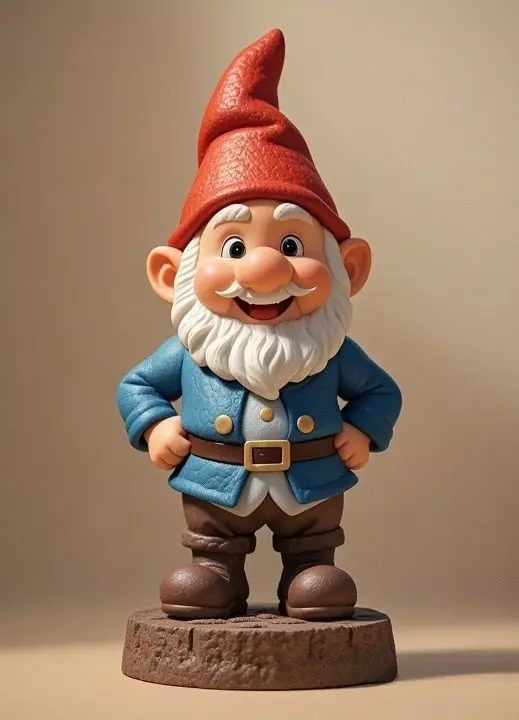 2569Fairy Tale Gnome  Color Full  Body Figurine on Base 3D print model_2