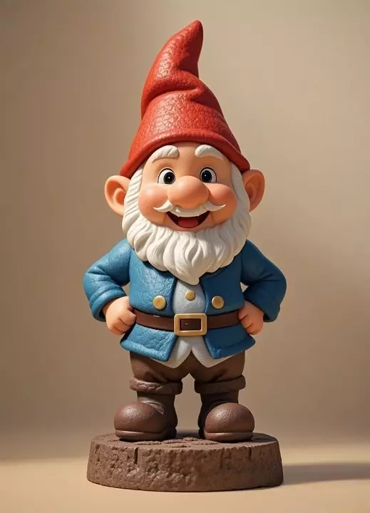 2569Fairy Tale Gnome  Color Full  Body Figurine on Base 3D print model_3