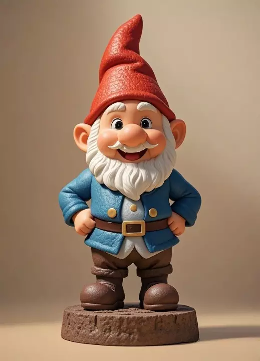 2569Fairy Tale Gnome  Color Full  Body Figurine on Base 3D print model_1