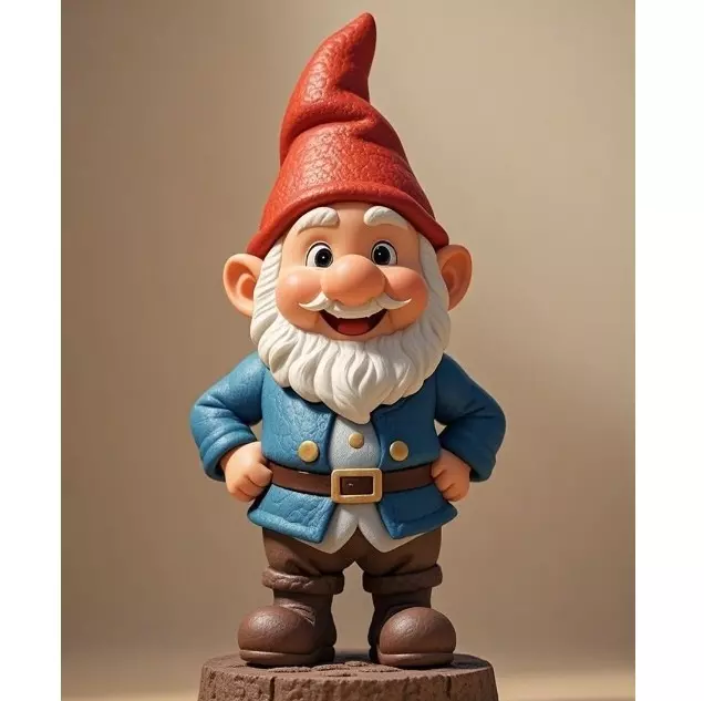 2569Fairy Tale Gnome  Color Full  Body Figurine on Base 3D print model_6