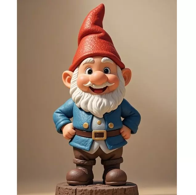 2569Fairy Tale Gnome  Color Full  Body Figurine on Base 3D print model_4