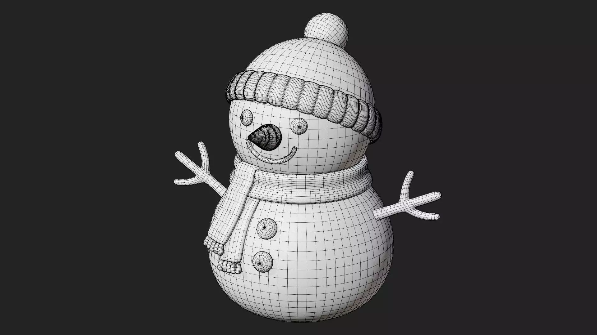 Winter Snowman 3D model_7