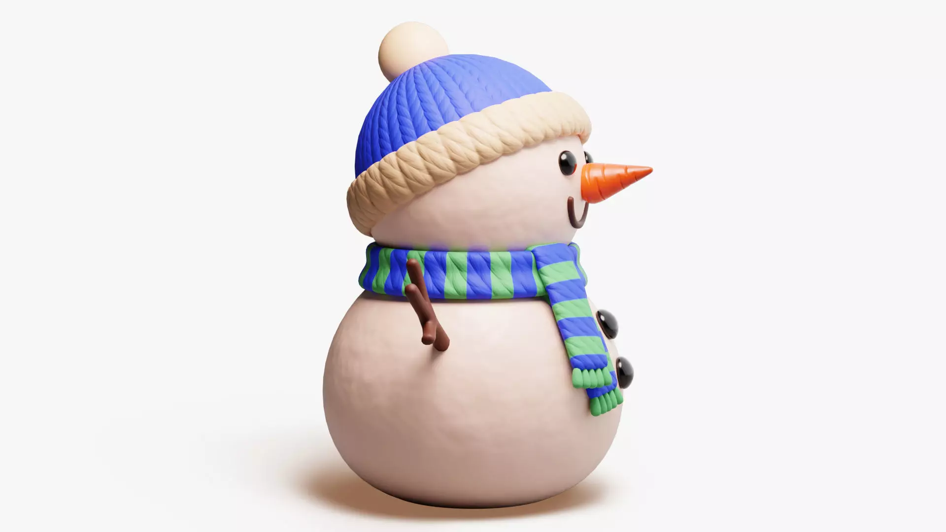 Winter Snowman 3D model_6