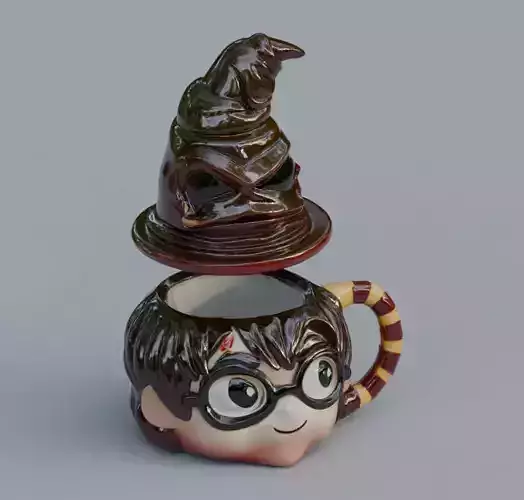 Harry Potter Mug with Sorting Hat Lid 3D Printable 3D Model