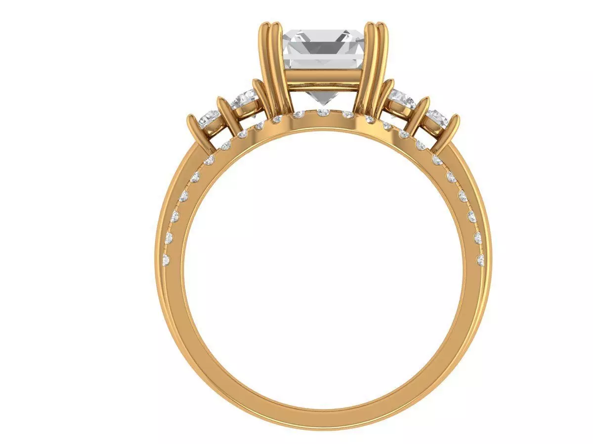 Asscher Engagement Ring 3D print model_5