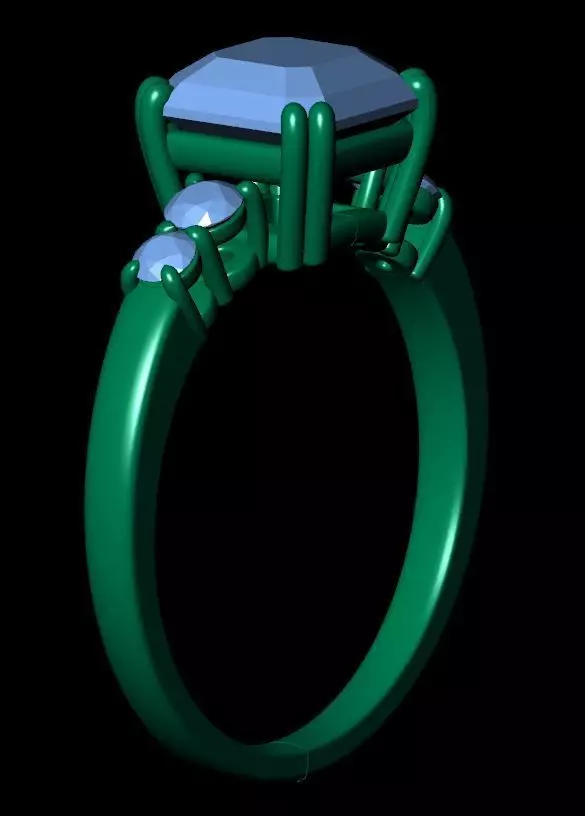 Asscher Engagement Ring 3D print model_15
