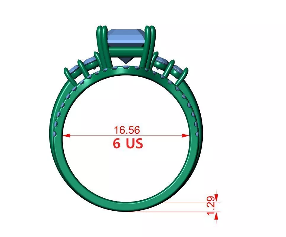 Asscher Engagement Ring 3D print model_13