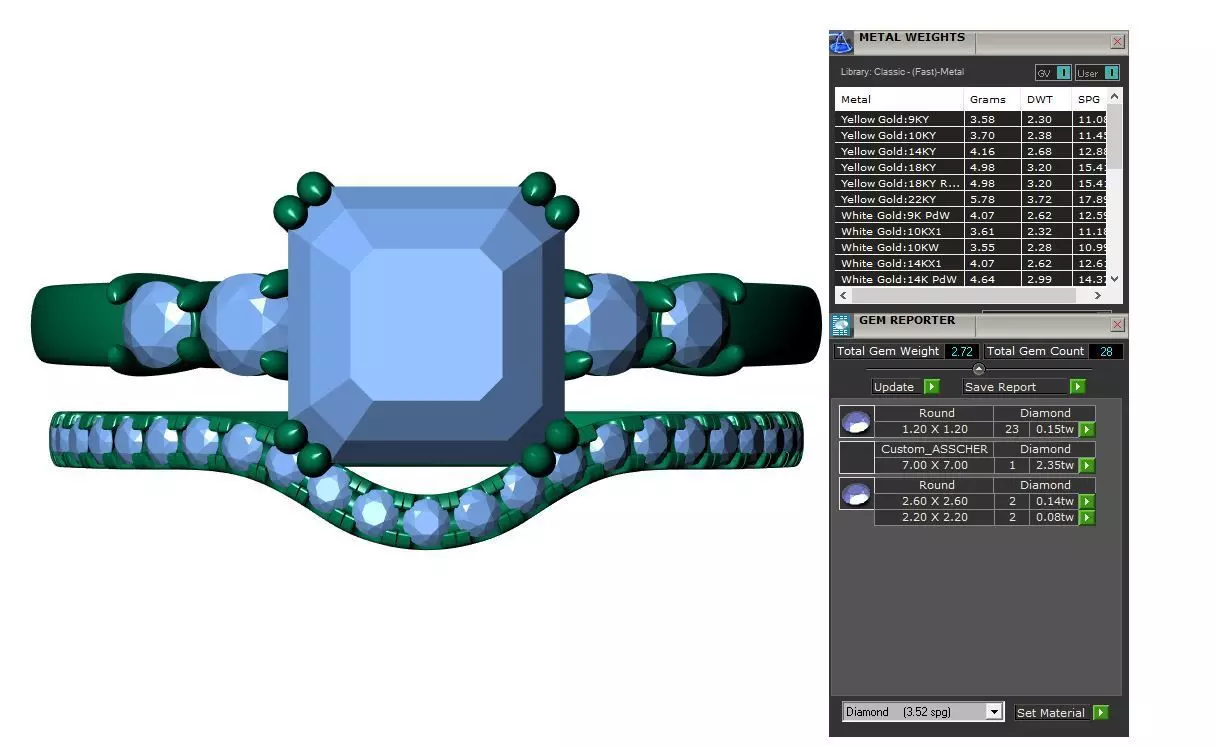 Asscher Engagement Ring 3D print model_9