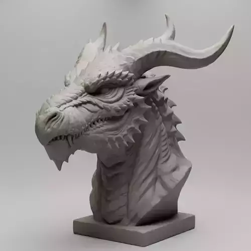 High-Poly Dragon Head Sculpture