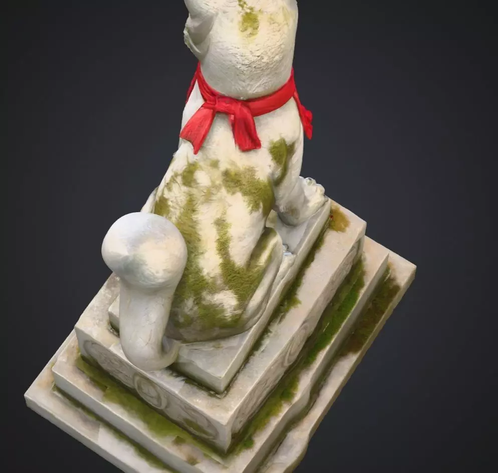 Realistic Japanese Inari Fox Guardian Statue 3D Mode 3D model_8