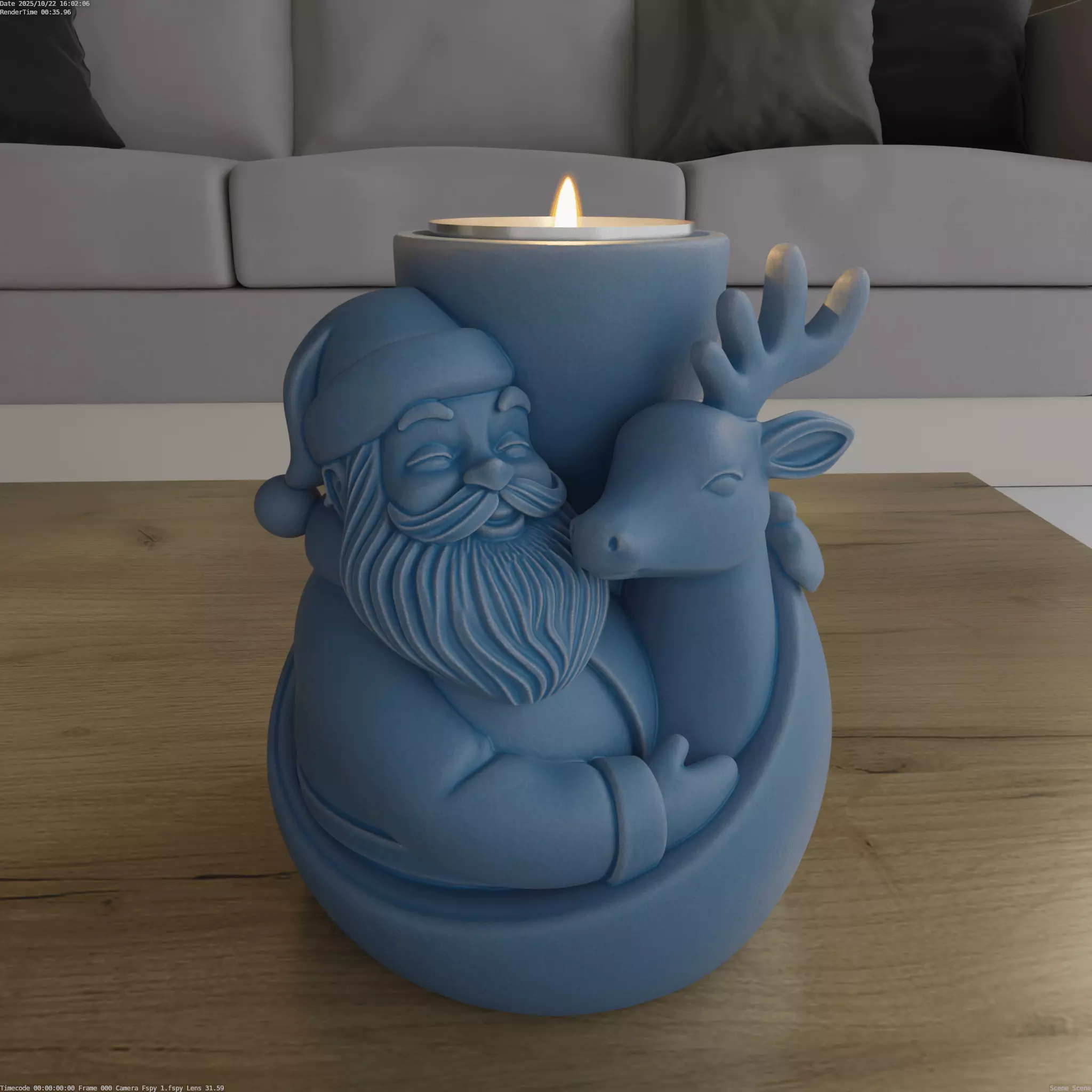 Santa with Reindeer Candle Holder Multi Use 3D Model 3D print model_0