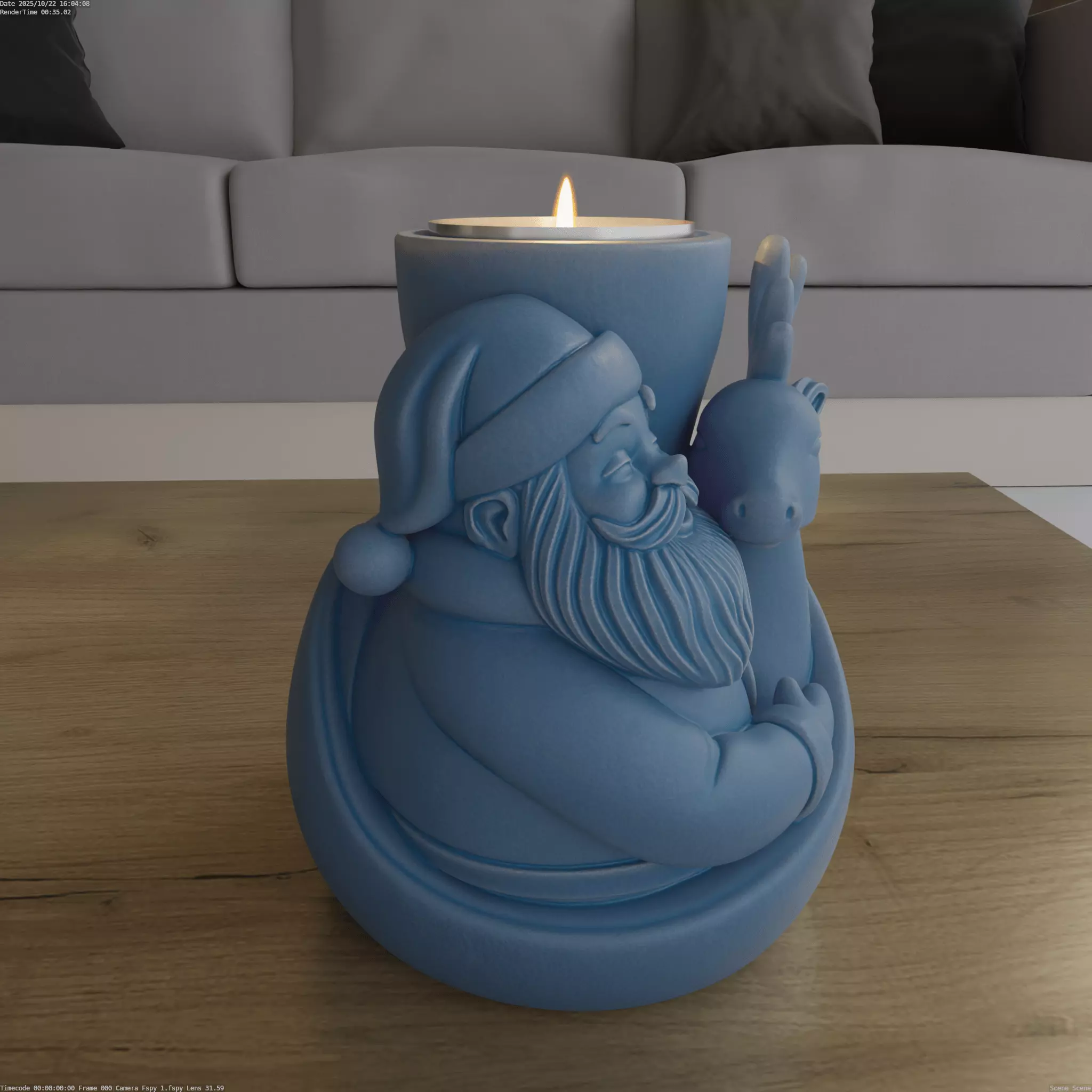 Santa with Reindeer Candle Holder Multi Use 3D Model 3D print model_1
