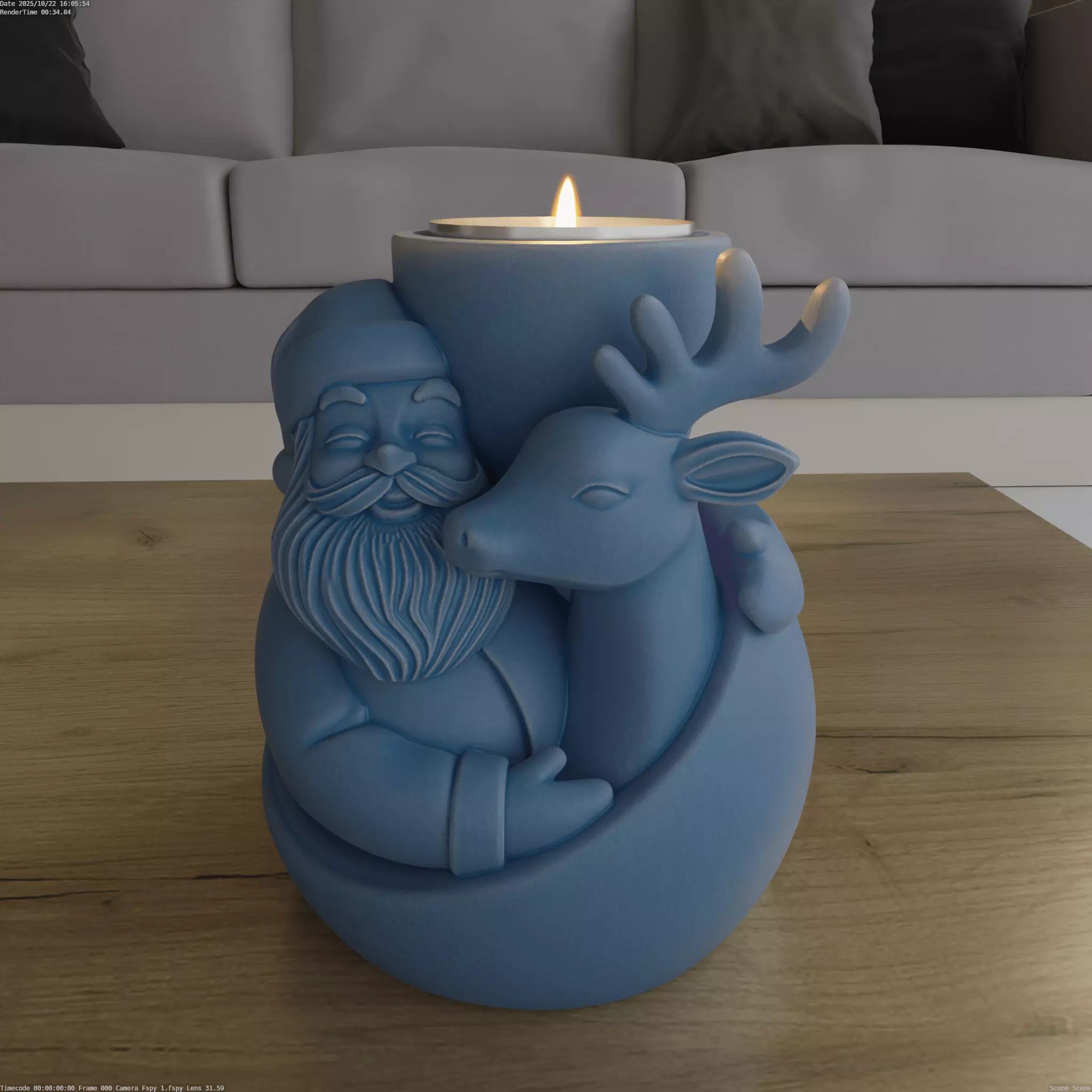 Santa with Reindeer Candle Holder Multi Use 3D Model 3D print model_3