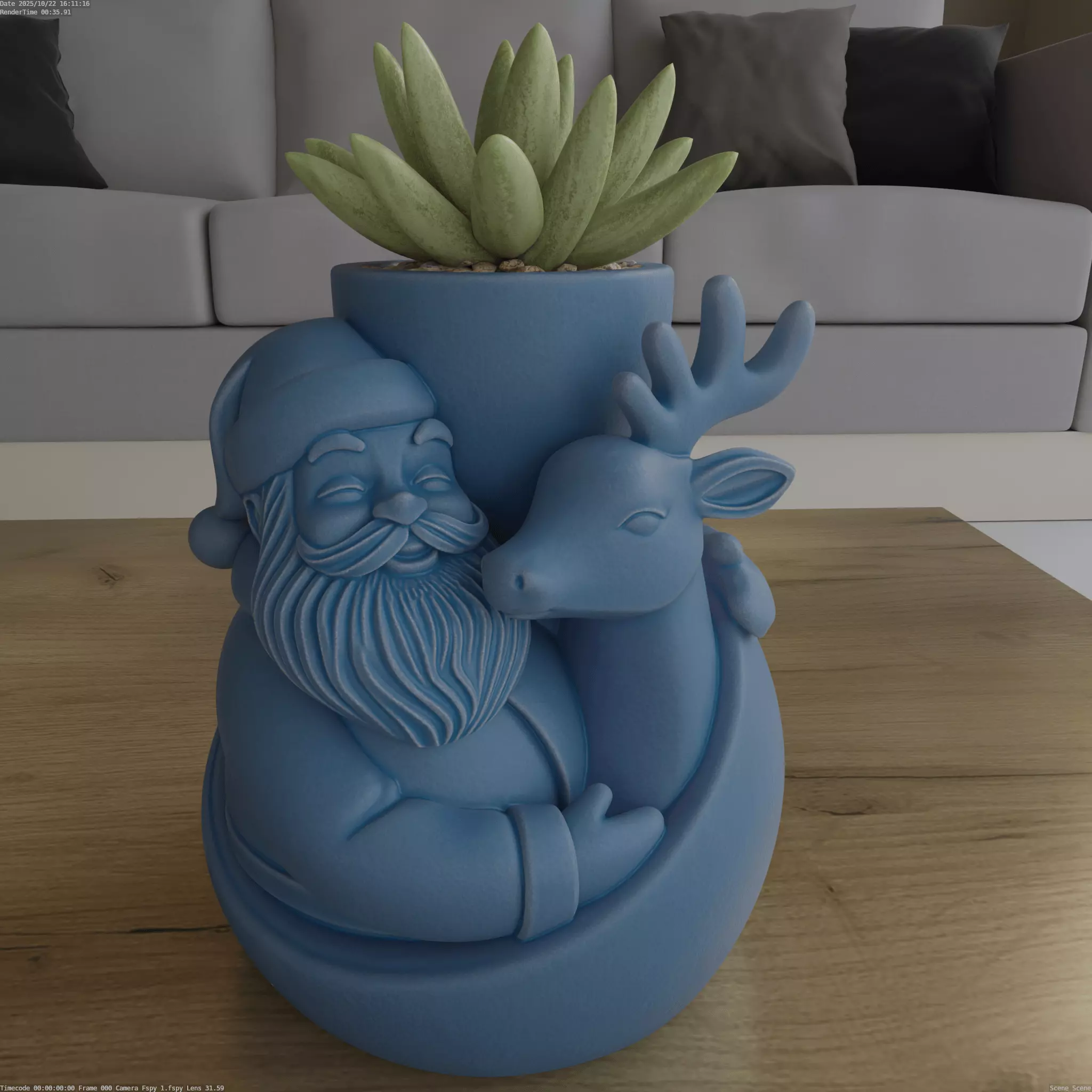 Santa with Reindeer Candle Holder Multi Use 3D Model 3D print model_4