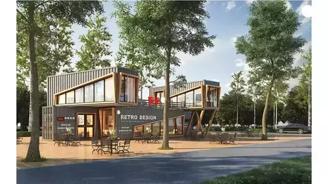 container building Low-poly 3D model