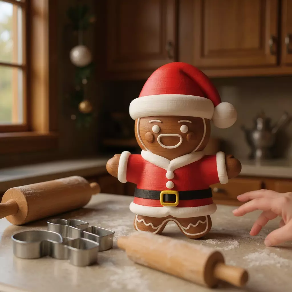 Gingerbread man decorative christmas sculpture 3D print model_0