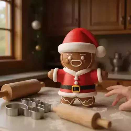 Gingerbread man decorative christmas sculpture 3D print model