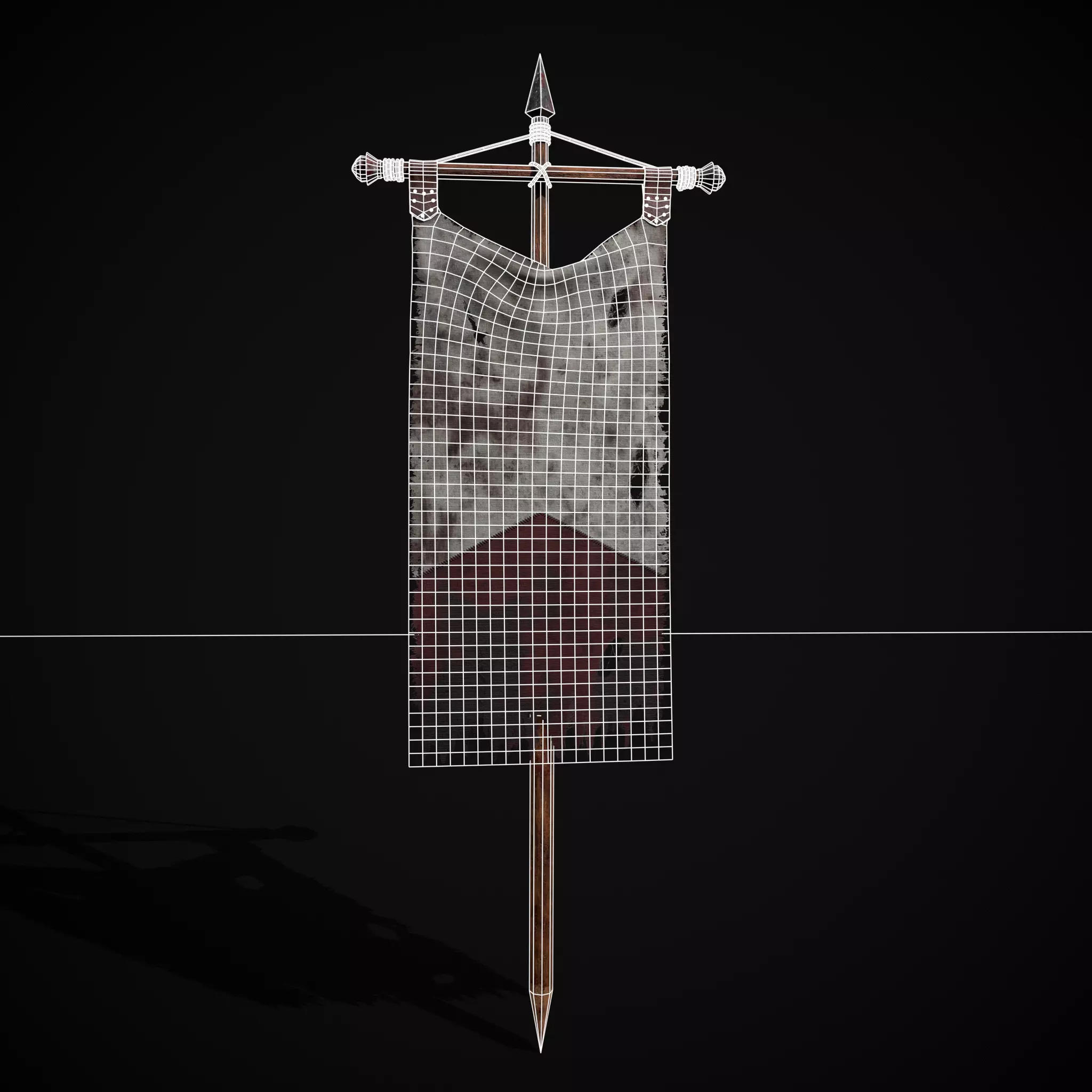  WR Torn War Banner Low-poly 3D model_2