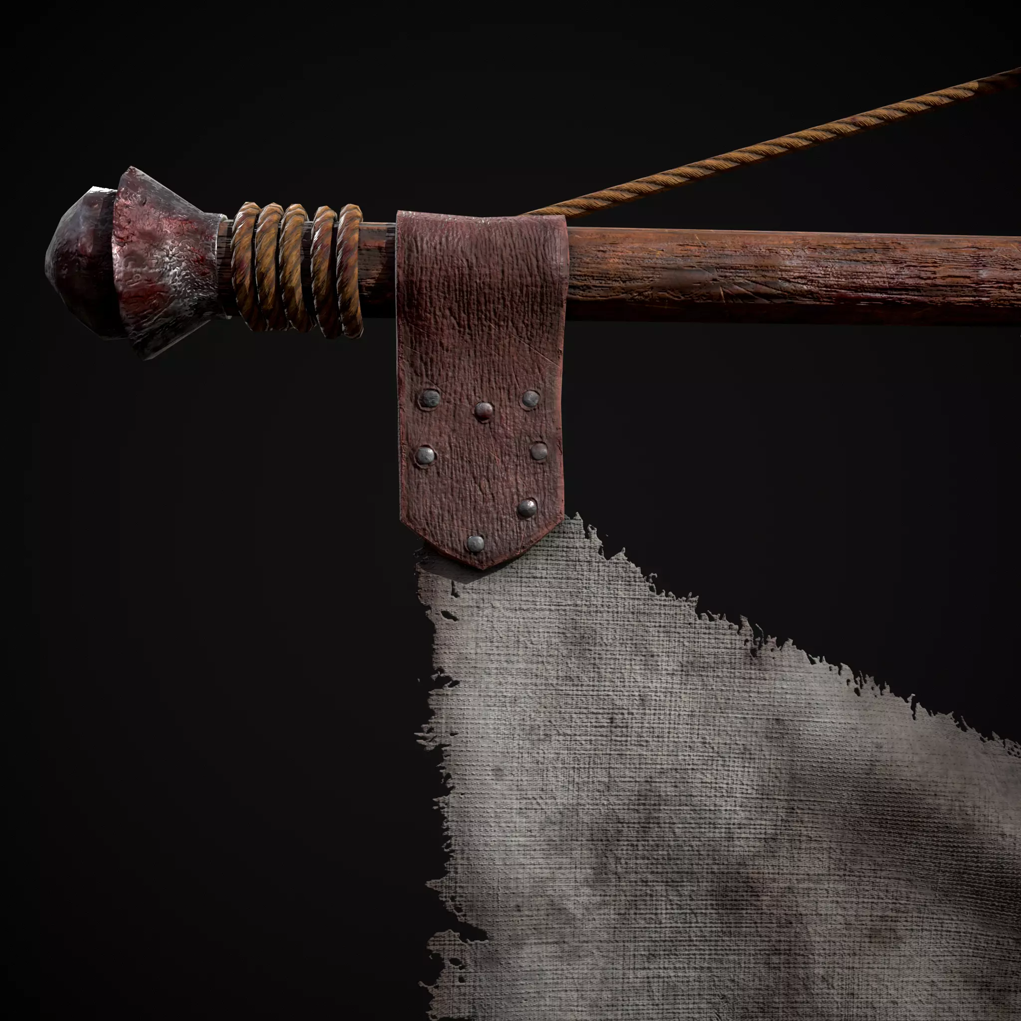  WR Torn War Banner Low-poly 3D model_11