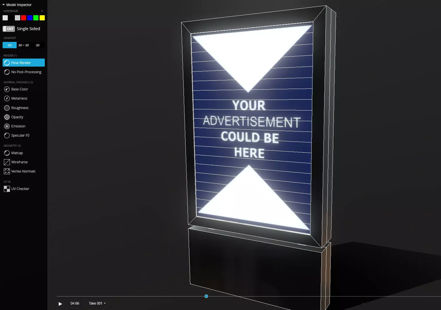 Outdoor Advertising Light Box  Low-poly 3D model_3