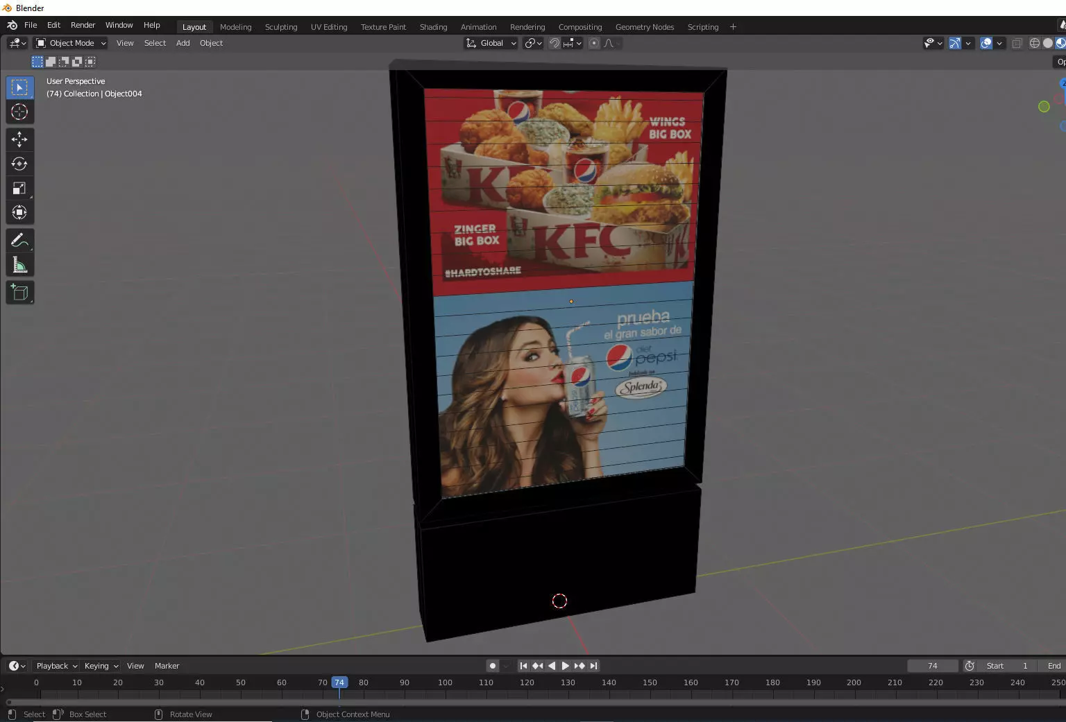 Outdoor Advertising Light Box  Low-poly 3D model_6