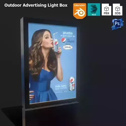 Outdoor Advertising Light Box  Low-poly 3D model