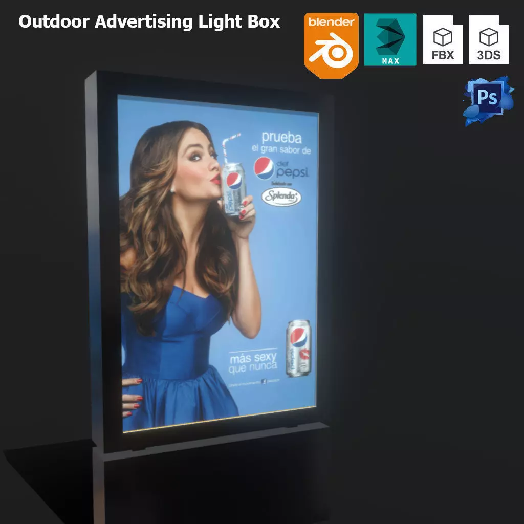 Outdoor Advertising Light Box  Low-poly 3D model_0