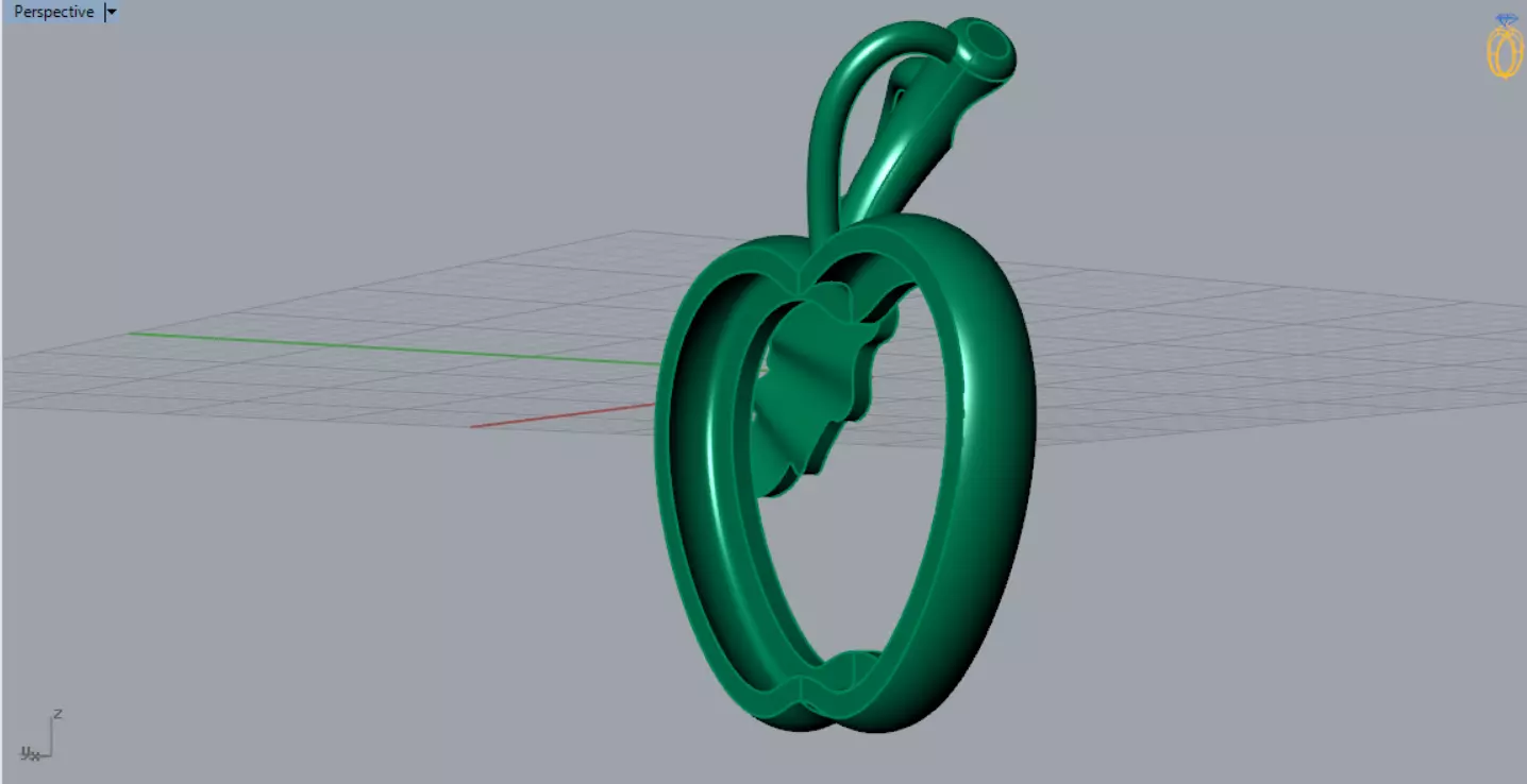 Minimalist Apple Outline STL 3D 3DM gold Pendant gp0494 3D print model_6