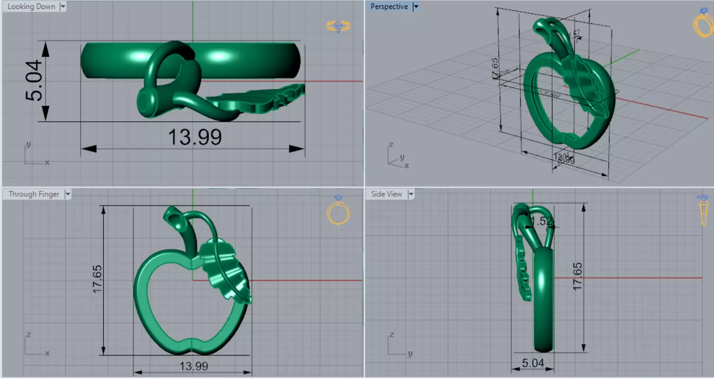 Minimalist Apple Outline STL 3D 3DM gold Pendant gp0494 3D print model_8