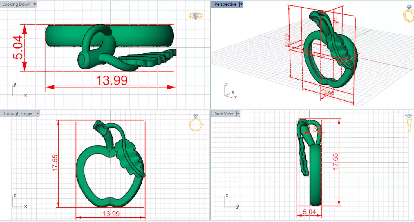 Minimalist Apple Outline STL 3D 3DM gold Pendant gp0494 3D print model_16